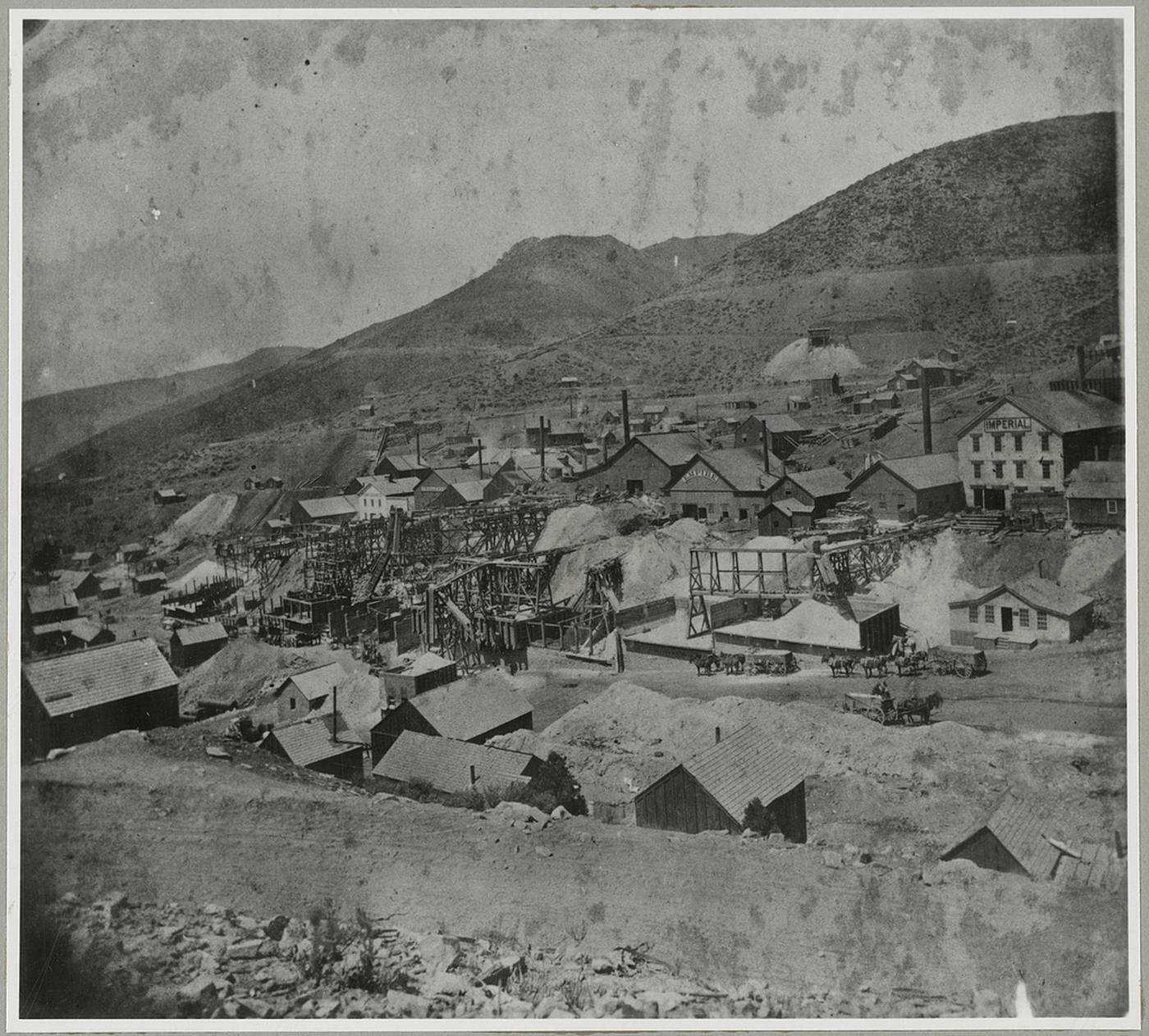 Quartz mining works at Gold Hill, 1866